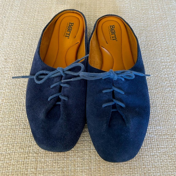 Born Bianca Mule Blue Suede with Ties - Picture 2 of 10